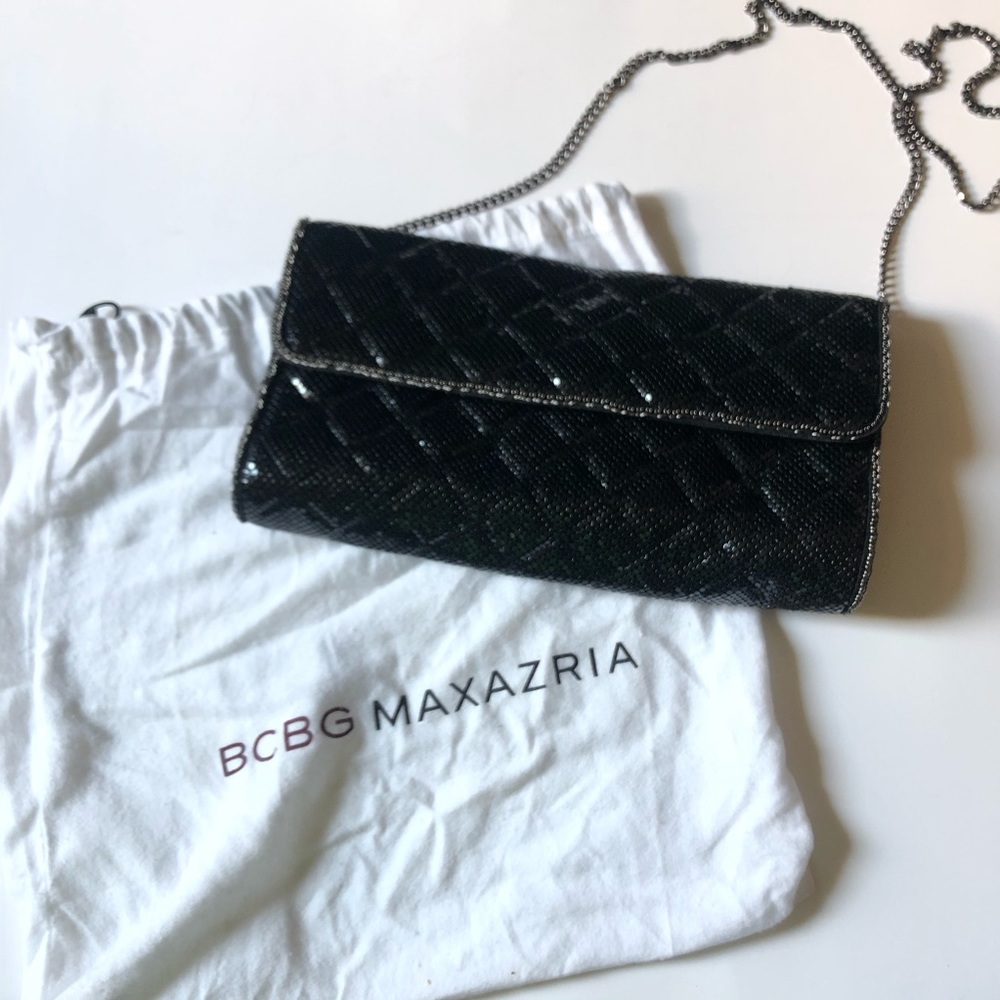 BCBGMaxAzria Black Quilted Chainmail Purse